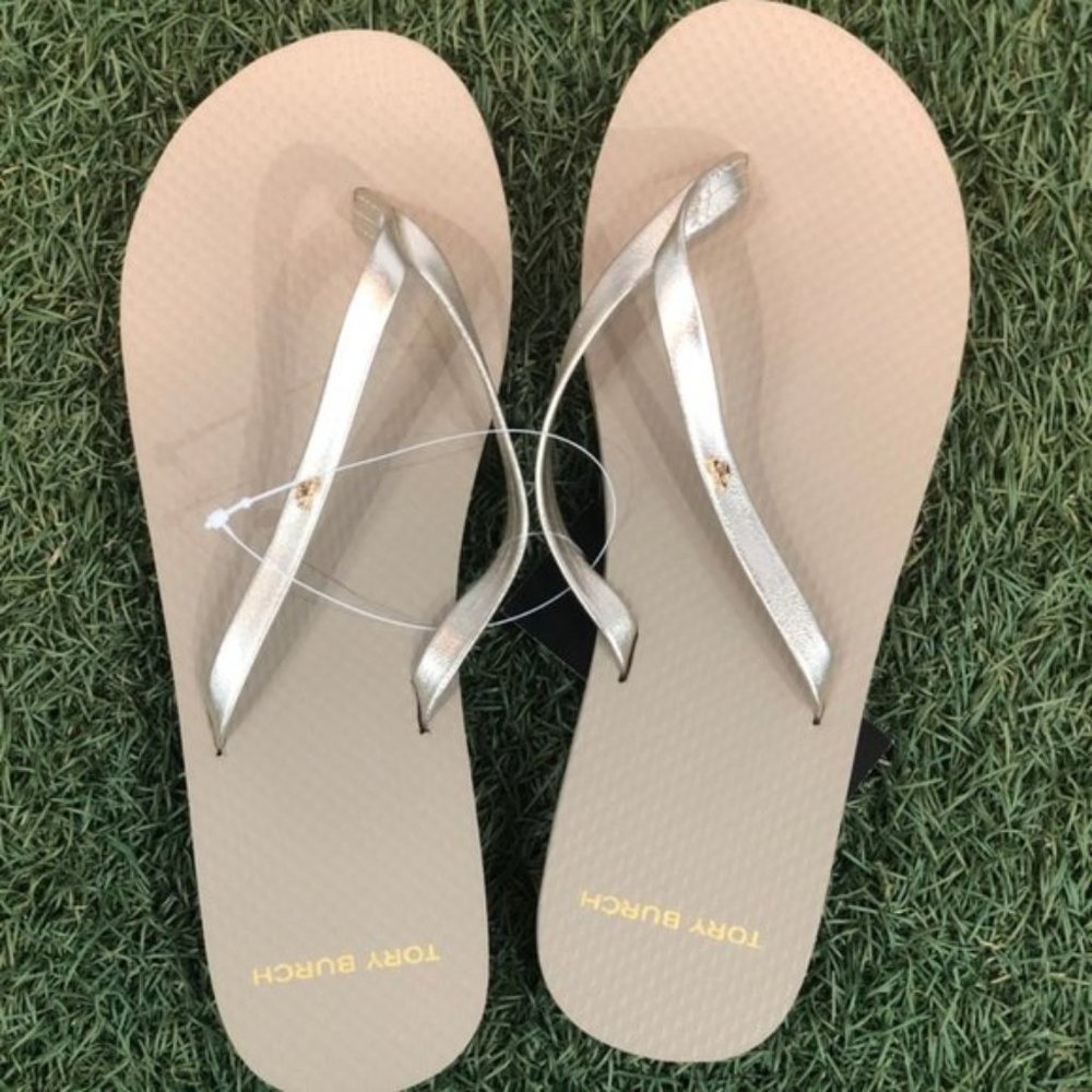 Brand New Tory Burch Metallic Leather Flip Flop